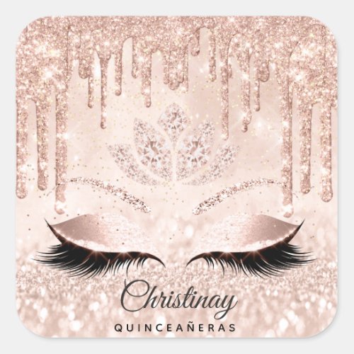 Quinceaeras Sweet 16th 15th Bridal Spark Glitter1 Square Sticker