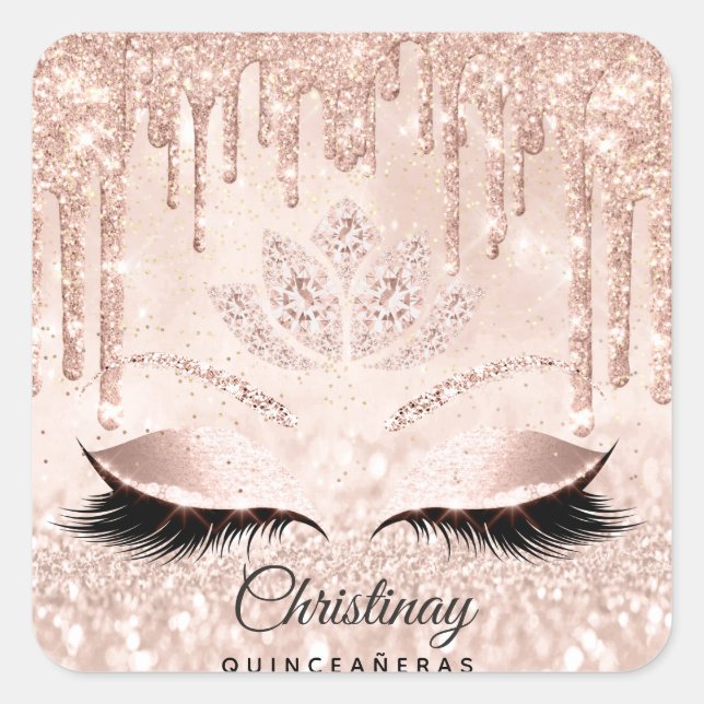 Quinceañeras Sweet 16th 15th Bridal Spark Glitter1 Square Sticker (Front)