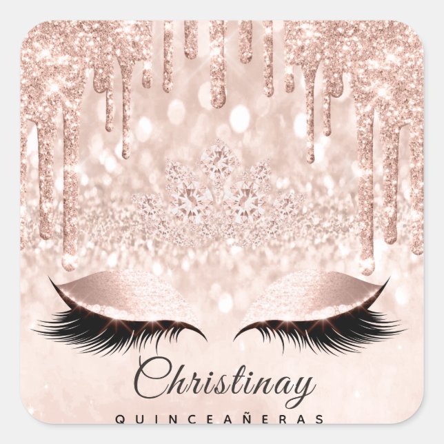 Quinceañeras Sweet 16th 15th Bridal Spark Princess Square Sticker (Front)