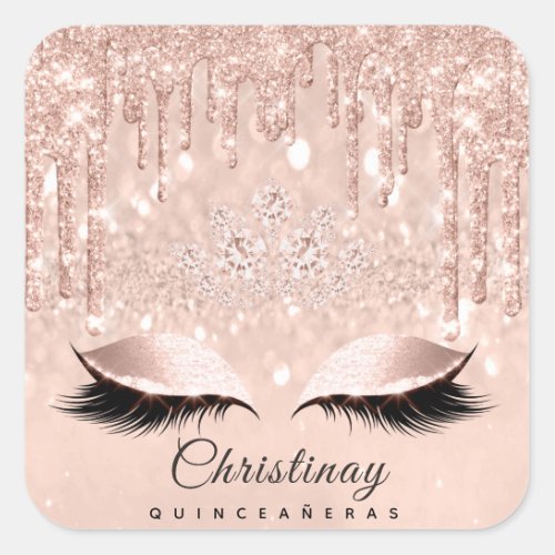 Quinceaeras Sweet 16th 15th Bridal Spark Skinny Square Sticker