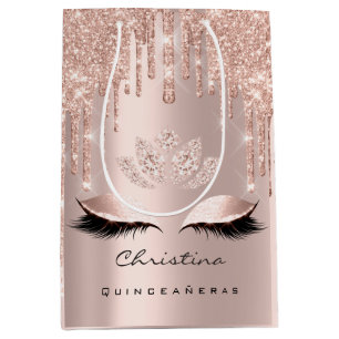 Quinceañeras Sweet 16th 15th Bridal Sparkly Diamod Medium Gift Bag