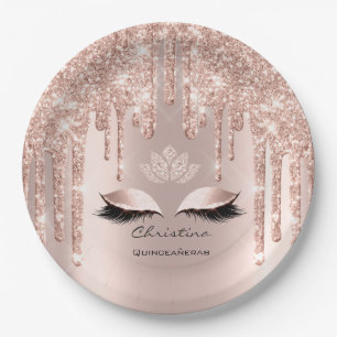 Quinceañeras Sweet 16th 15th Bridal Sparkly Diamod Paper Plates