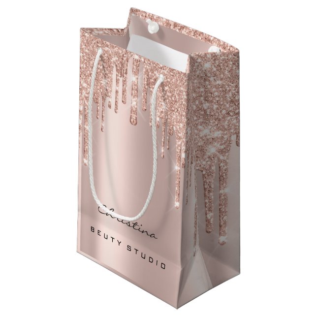 Quinceañeras Sweet 16th Bridal Makeup Lashes Favor Small Gift Bag (Front Angled)