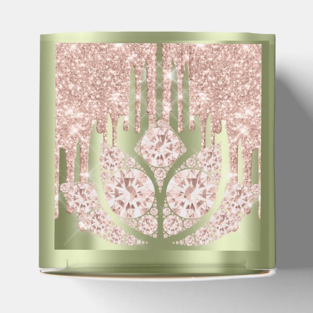Quinceañeras Sweet 16th Bridal Rose Mint Green Favor Boxes (Top)