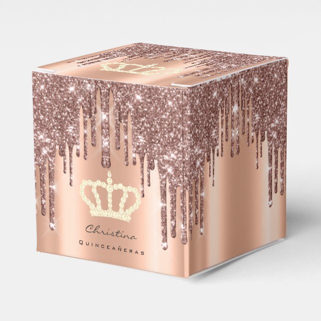 Quinceañeras Sweet 16th Bridal Rose Royal Favor Boxes (Front Side)