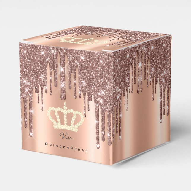Quinceañeras Sweet 16th Bridal Rose Viv Royal Favor Boxes (Front Side)