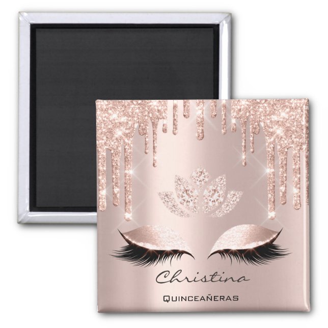 Quinceañeras Sweet 16th Bridal Shower Lotus Lashes Magnet (Front)
