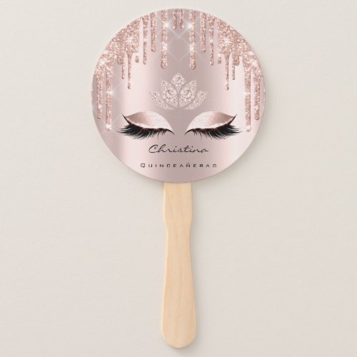 Quinceaeras Sweet 16th Bridal Shower Rose Sparkly Hand Fan