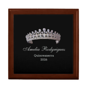 Quinceanerra Princess Crown Personal Name Jewerly Gift Box