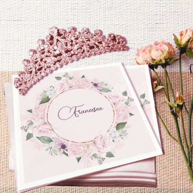 Quincearnera Roses Blush Pink Napkins (Creator Uploaded)