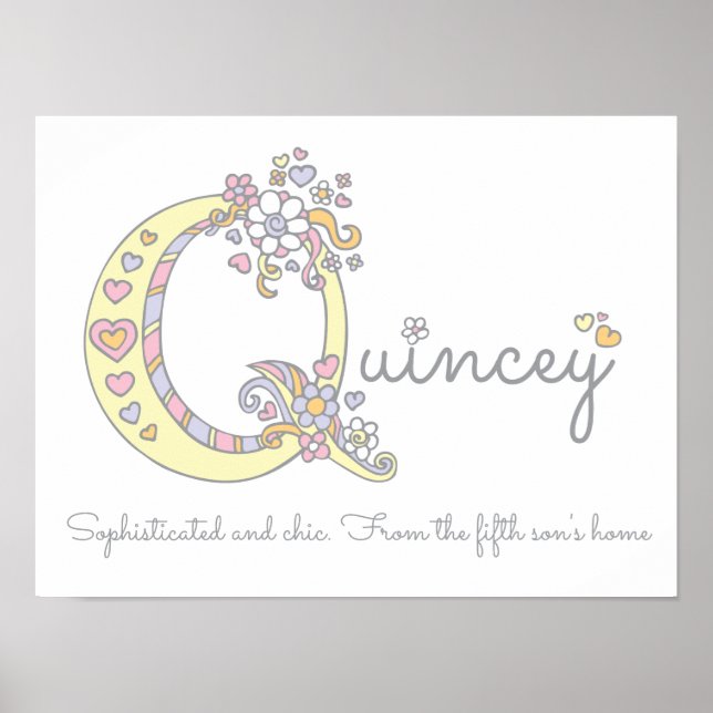 Quincey monogram art girls name and meaning poster (Front)