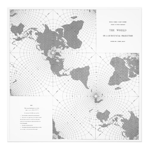 Quincuncial Projection Map Photo Print