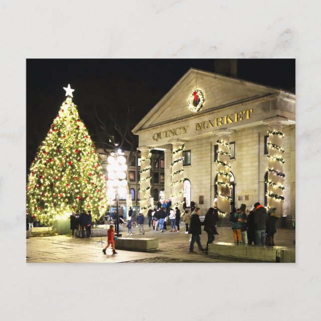 Quincy Market Christmas Tree Boston Postcard (Front)