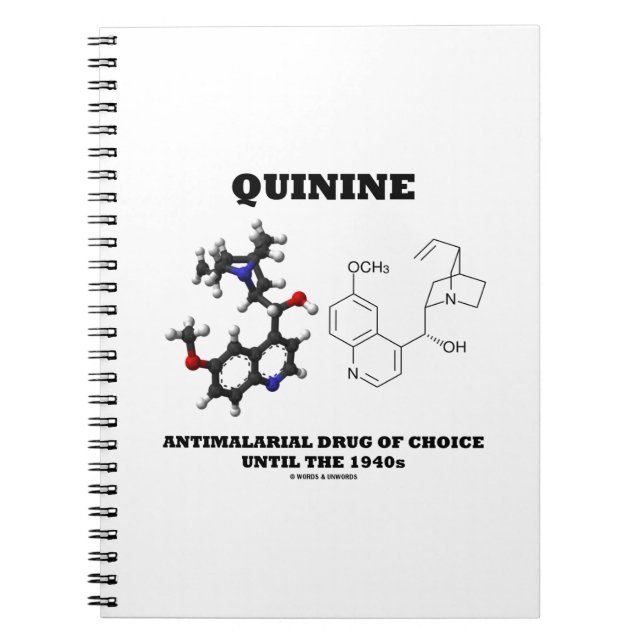 Quinine Antimalarial Drug Of Choice Until 1940s Notebook (Front)