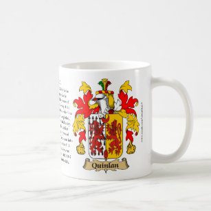 Quinlan, the Origin, the Meaning and the Crest Coffee Mug