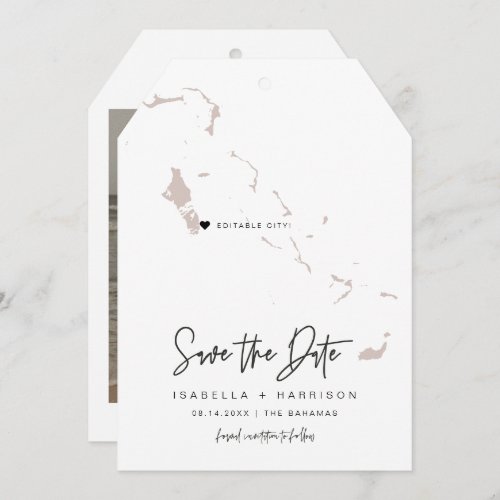 QUINN Bahama Map Luggage Tag Save the Date  Invitation