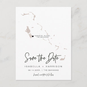 QUINN- Bahamas Map Save the Date *Moveable Heart! Postcard