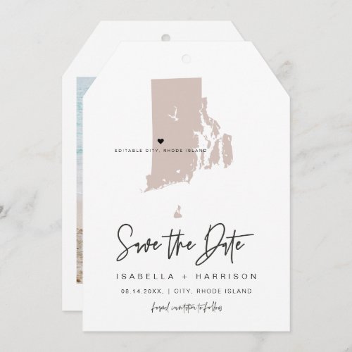 QUINN Blush Rhode Island Luggage Tag Save the Date Invitation