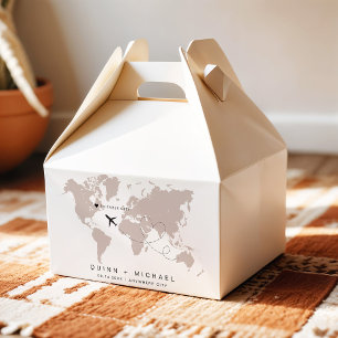 QUINN Blush World Map Travel Destination Wedding Favor Boxes