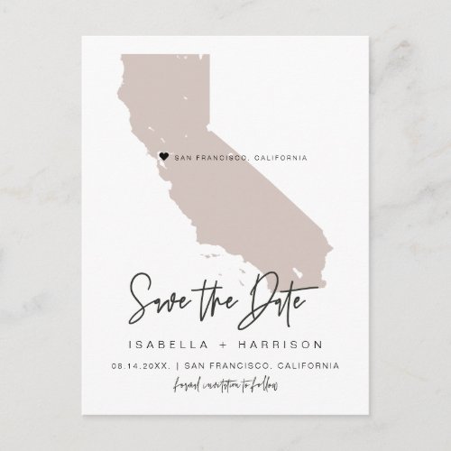 QUINN_ California Map Save the Date Moveable Heart Postcard