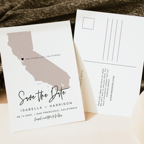 QUINN_ California Map Save the Date Moveable Heart Postcard