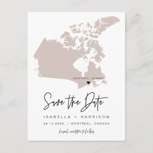 QUINN_ Canada Map Save the Date Moveable Heart Postcard