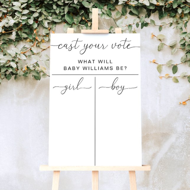 Quinn Cast Your Vote Gender Reveal Game Voting Poster (Cast Your Vote Gender Reveal Game Sign Quinn)