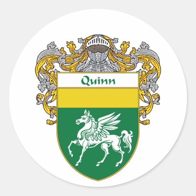 Quinn Coat of Arms (Mantled) Classic Round Sticker (Front)