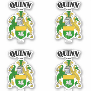 Quinn Crest Irish Translation & Meaning (x4) Sticker