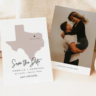 QUINN Dallas Texas Blush Pink Map Save the Date Invitation