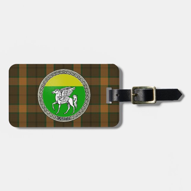 Quinn Family Badge with Tartan Luggage Tag (Front Horizontal)