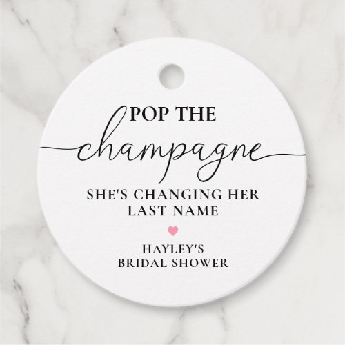 Quinn Floral Pop the Champagne Bridal Shower Favor Tags