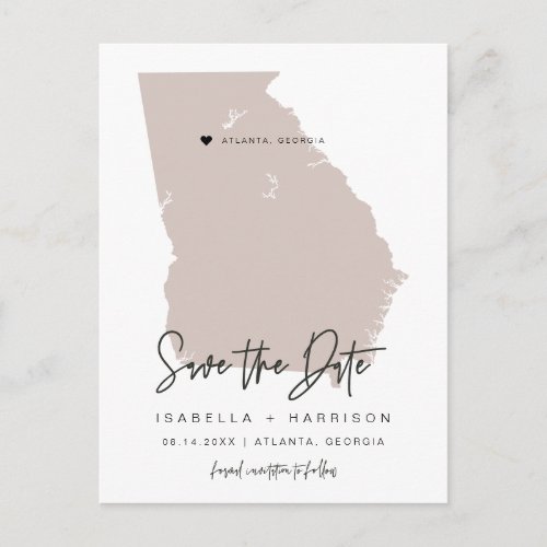 QUINN_ Georgia Map Save the Date Moveable Heart Postcard