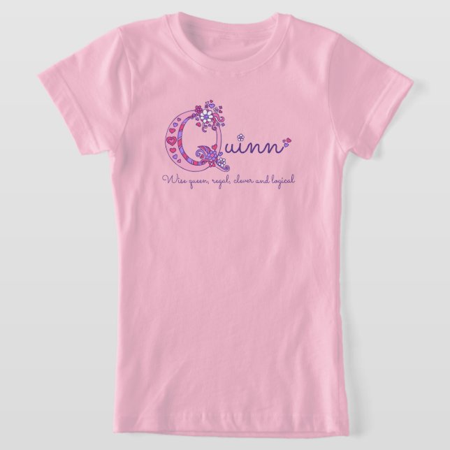 Quinn girls name & meaning Q monogram shirt (Laydown)