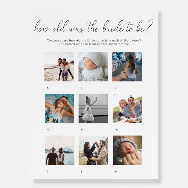 Quinn How Old Is The Bride Photo Game Foam Board (Front)