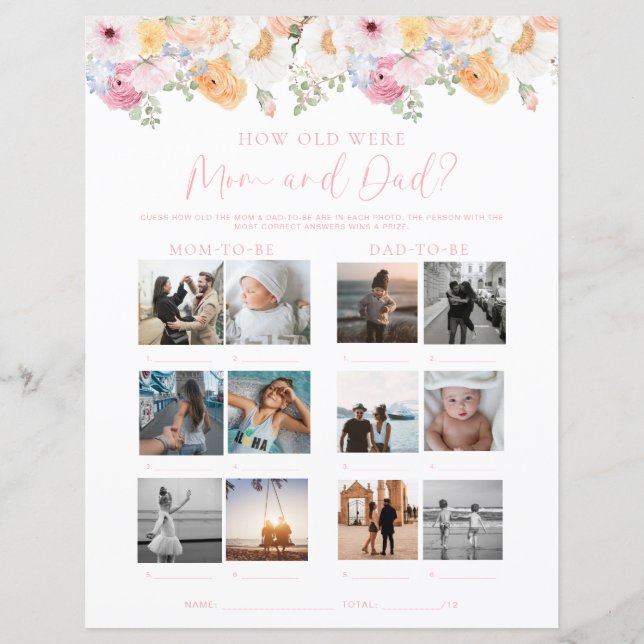 Quinn How Old Were Mom and Dad Photo Game (Front)