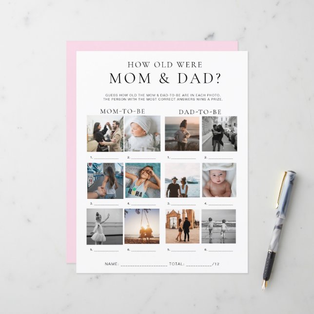 Quinn How Old Were Mom and Dad Photo Game (Front/Back In Situ)