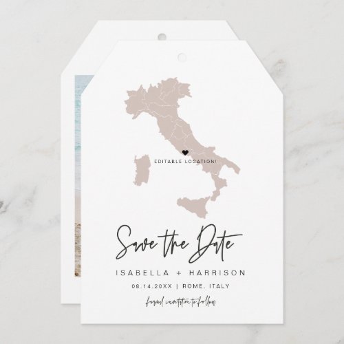 QUINN Italy Map Luggage Tag Travel Save the Date Invitation