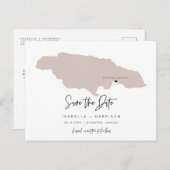 QUINN- Jamaica Map Save the Date Moveable Heart Postcard (Front/Back)
