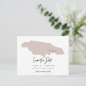 QUINN- Jamaica Map Save the Date Moveable Heart Postcard (Standing Front)