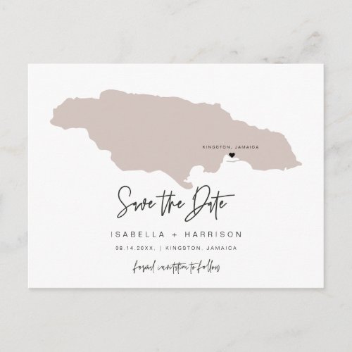 QUINN_ Jamaica Map Save the Date Moveable Heart Postcard