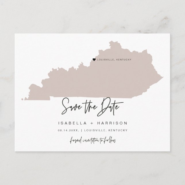 QUINN- Kentucky Map Save the Date Moveable Heart Postcard (Front)