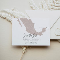 QUINN- Mexico Map Save the Date Moveable Heart! Postcard