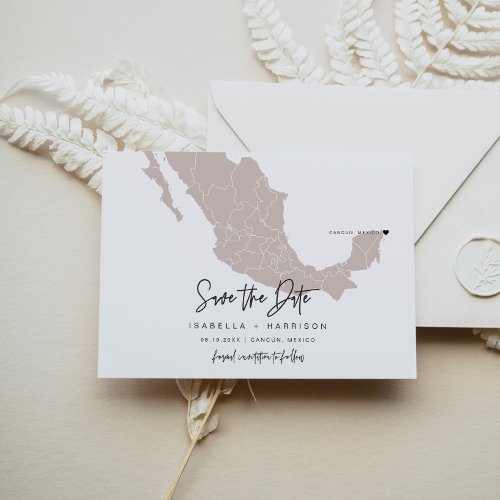 QUINN_ Mexico Map Save the Date Moveable Heart Postcard