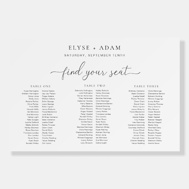 Quinn Minimal 3 Banquet Table Plan Foam Board (Front)