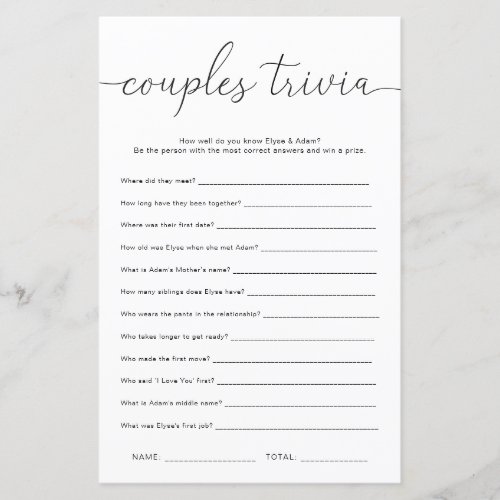 Quinn Minimal Couples Trivia Game