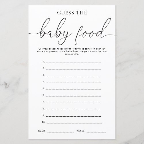 Quinn Minimal Guess The Baby Food Game