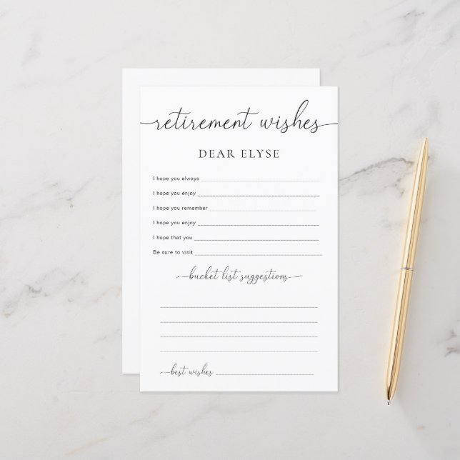 Quinn Minimalist Retirement Wishes (Front/Back In Situ)