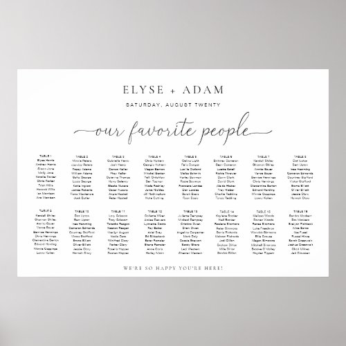 Quinn Modern Minimal 16 Table Seating Poster