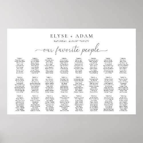 Quinn Modern Minimal 24 Table Seating Poster